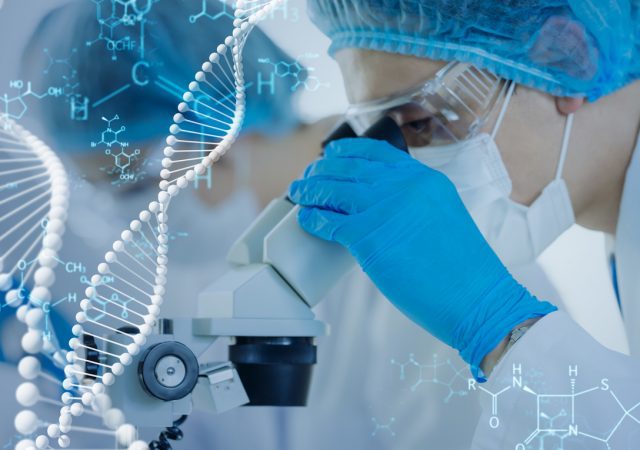 Genetic engineering concept. Medical science. Scientific Laboratory.