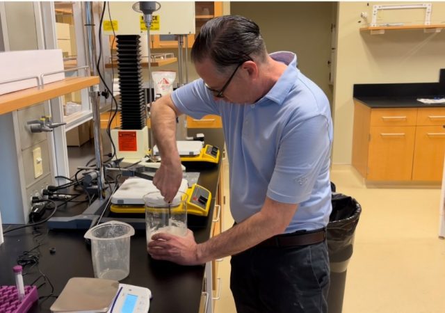 David Aubrey, Ph.D., MBA Chief Science Officer (CSO), CellMedics working in Las Vegas lab.