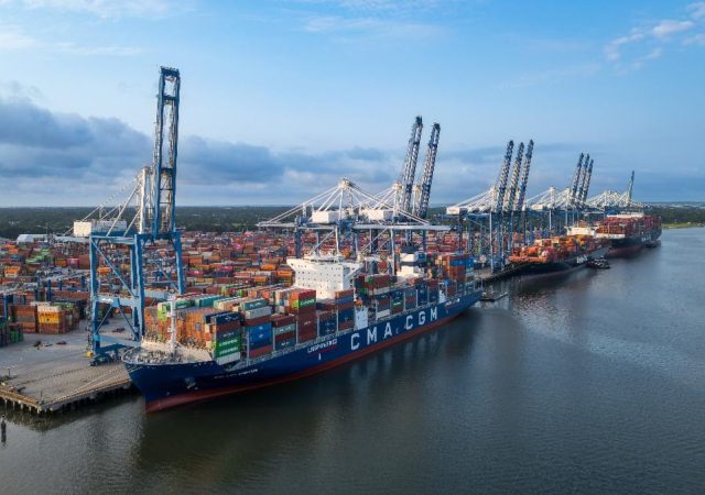 SC Ports accommodating three ships at Wando Welch Terminal. (Photo/SCPA/Walter Lagarenne)