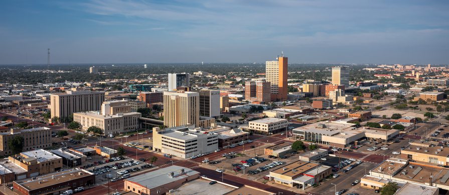 Downtown Lubbock Aerial Drone Summer Morning