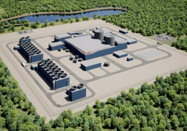 Holtec’s Dual-Unit SMR-300 Small Modular Nuclear Plant in Perspective View (Credit: Holtec)