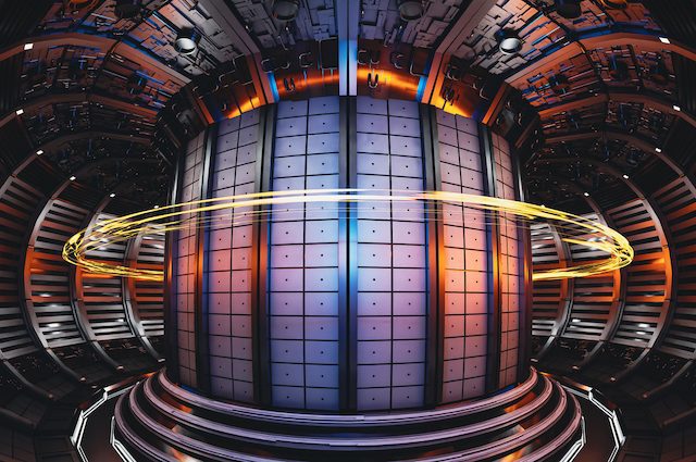 nuclear fusion reactor tokamak concept background, 3d rendering