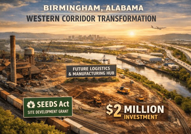 Birmingham's western corridor at sunset