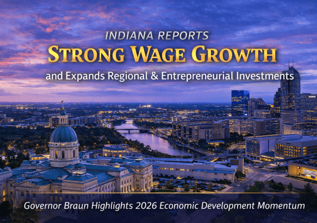 Indianapolis twilight with economic highlights