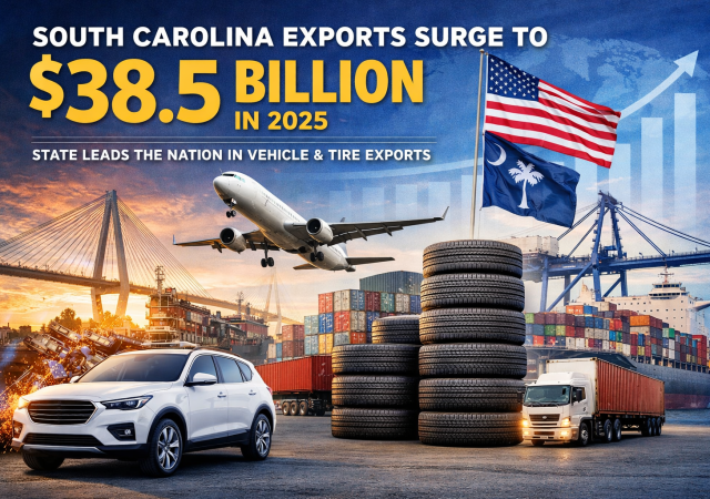 South Carolina Export Sales Reach $38.5B in 2025, Marking Seven-Year High