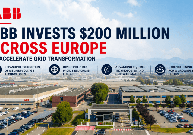 Corporate investment announcement over industrial campus