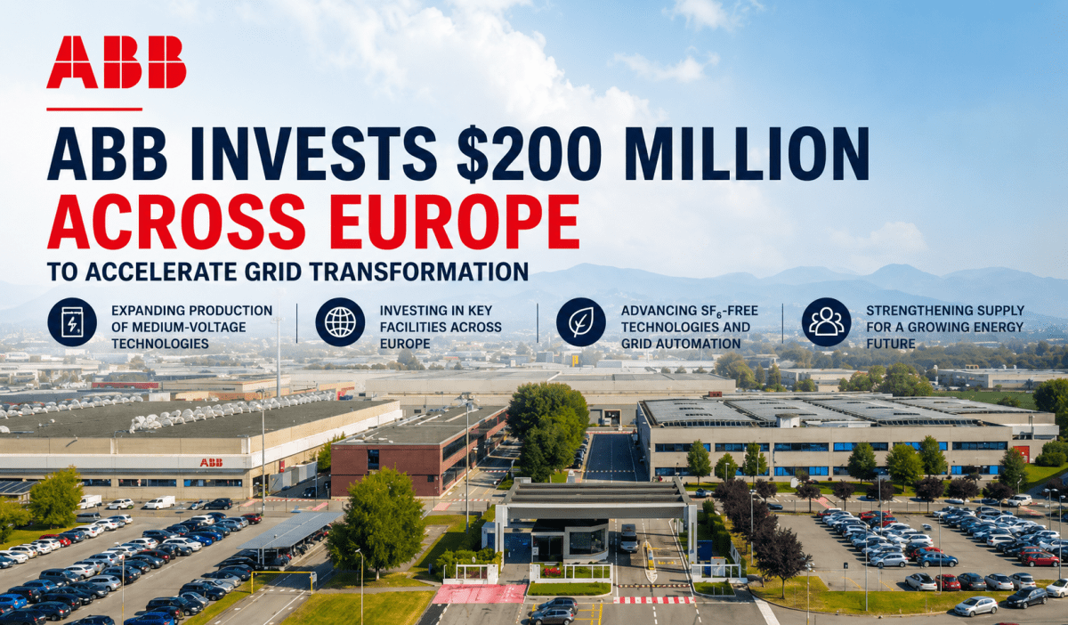 Corporate investment announcement over industrial campus