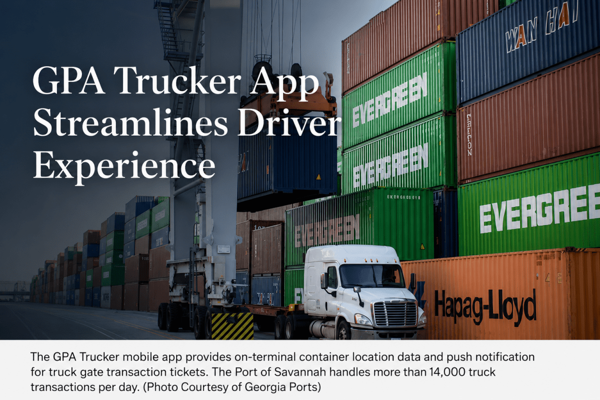 The GPA Trucker mobile app provides on-terminal container location data and push notification for truck gate transaction tickets.