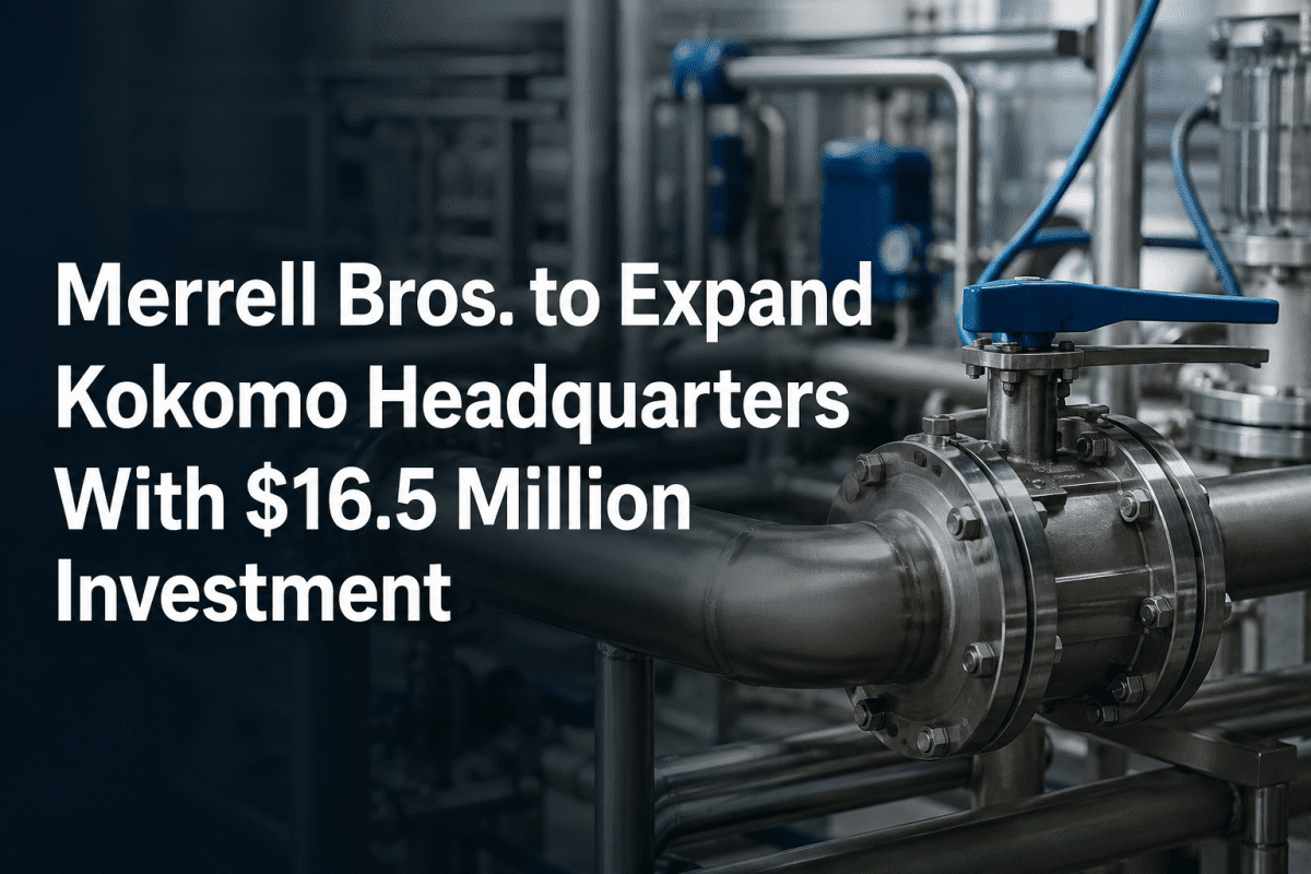 Industrial expansion announcement with machinery