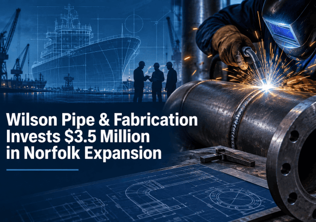 Wilson Pipe & Fabrication will invest $3.5 million to more than quadruple its Norfolk operations and create 15 advanced manufacturing jobs.