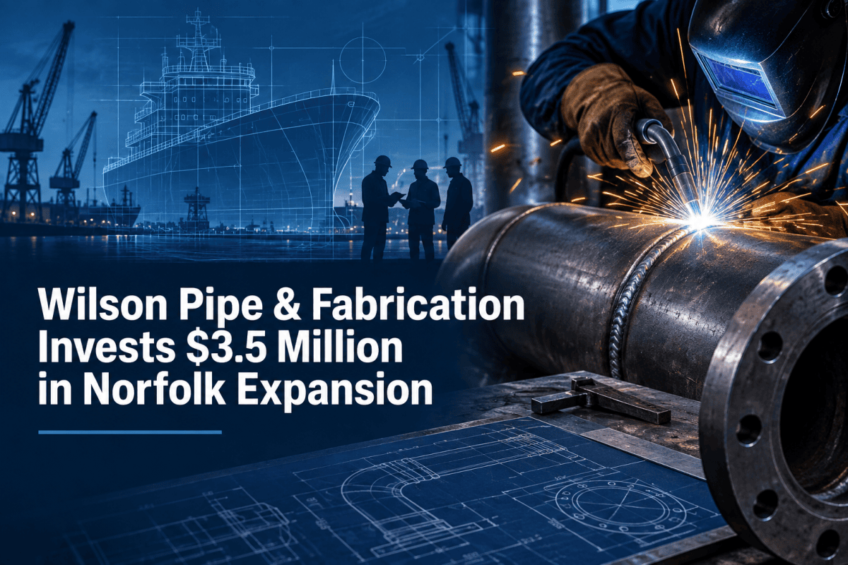 Wilson Pipe & Fabrication will invest $3.5 million to more than quadruple its Norfolk operations and create 15 advanced manufacturing jobs.