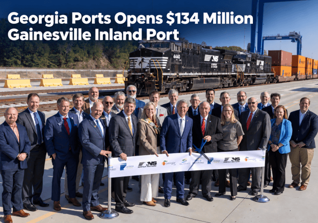 Georgia Gov. Brian Kemp joined customers, Hall County officials and Georgia Ports Authority leaders to celebrate the grand opening of the $134 million Gainesville Inland Port